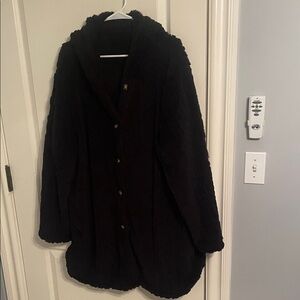 Women's Black Fleece Coat